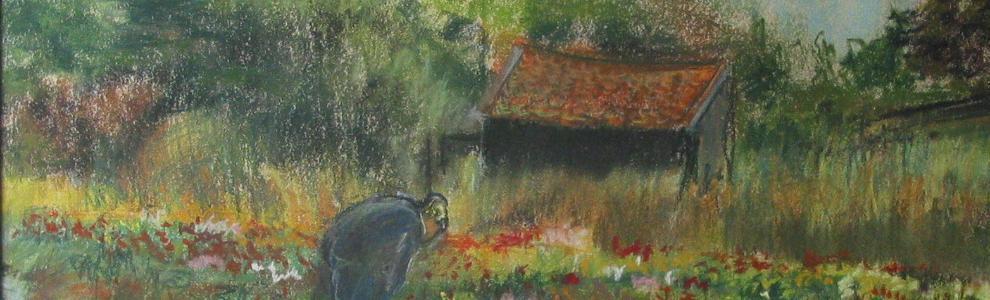 De boer met Oost-Indische kers.The farmer and the flowers( nasturtiums)