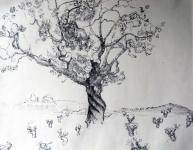 pentekening met zwarte inkt